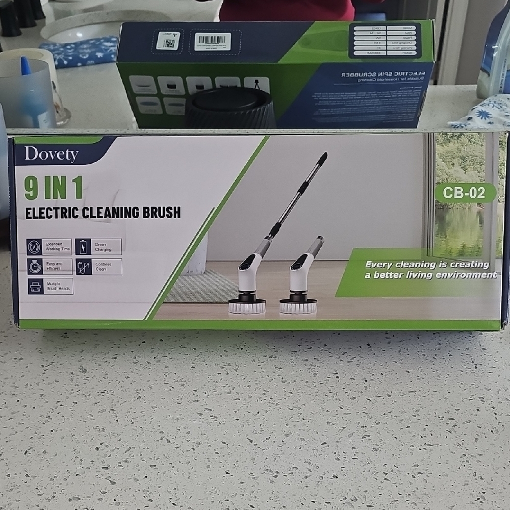 9-in-1 Electric Cleaning Brush - Black and White